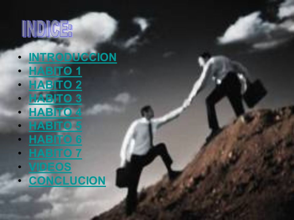 INDICE: INTRODUCCION HABITO 1 HABITO 2 HABITO 3 HABITO 4 HABITO 5