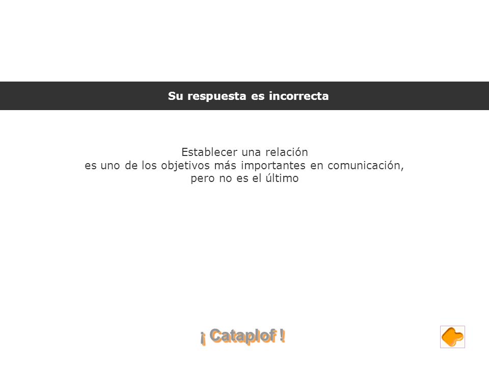 ¡ Cataplof ! Su respuesta es incorrecta Establecer una relación