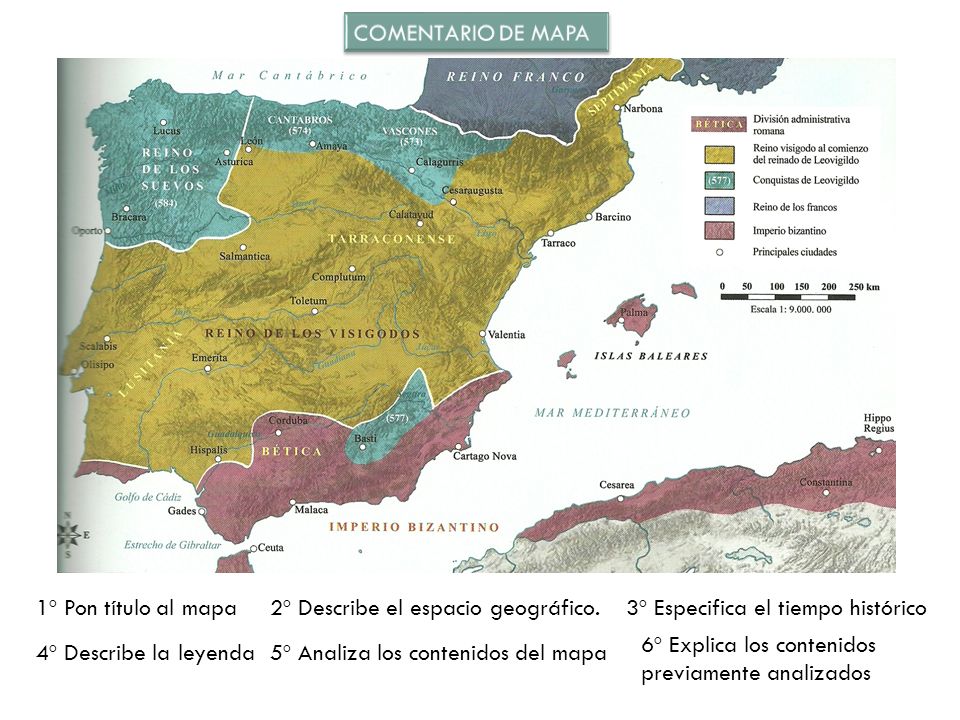 COMENTARIO DE MAPA 1º Pon título al mapa. 2º Describe el espacio geográfico. 3º Especifica el tiempo histórico.
