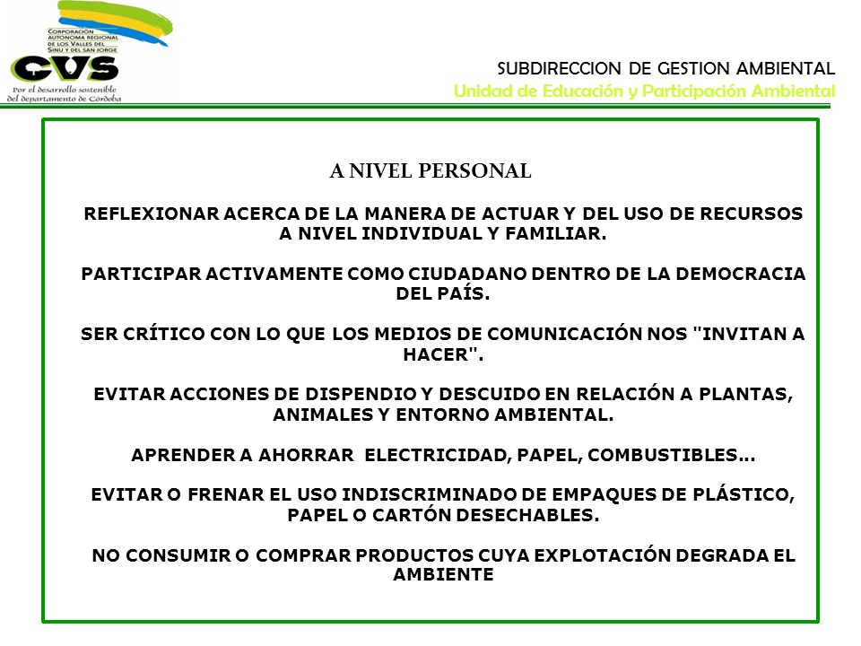SUBDIRECCION DE GESTION AMBIENTAL Unidad de Educación y Participación Ambiental
