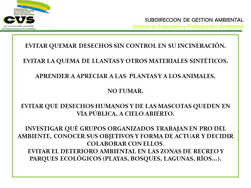 SUBDIRECCION DE GESTION AMBIENTAL Unidad de Educación y Participación Ambiental