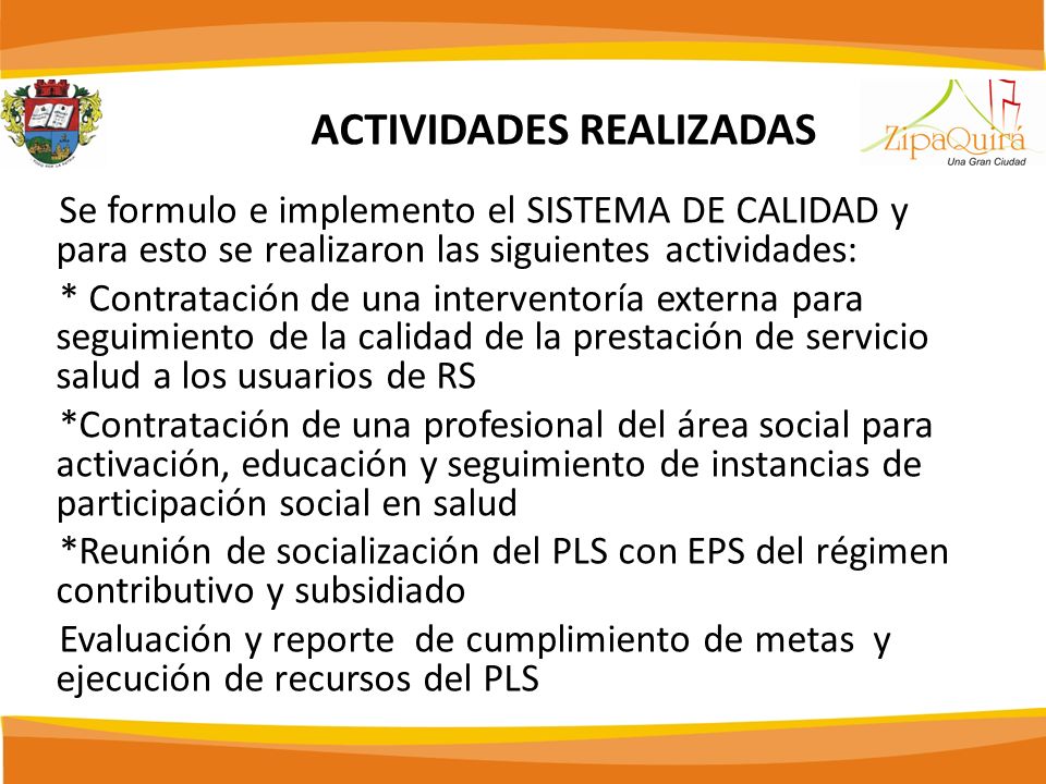 ACTIVIDADES REALIZADAS