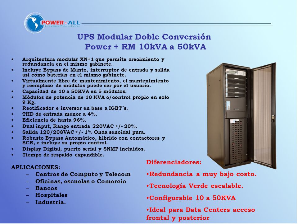 UPS Modular Doble Conversión Power + RM 10kVA a 50kVA