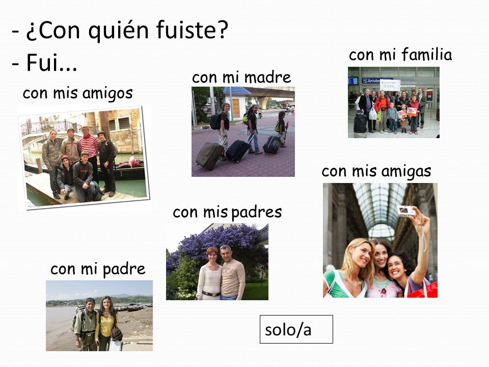 - ¿Con quién fuiste - Fui... solo/a con mi familia con mi madre