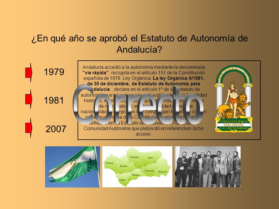 ¿En qué año se aprobó el Estatuto de Autonomía de Andalucía