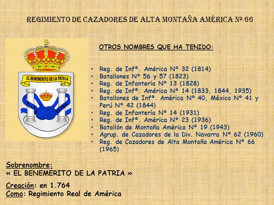 Regimiento de cazadores de alta montaña américa nº 66