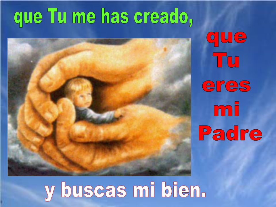 que Tu me has creado, que Tu eres mi Padre y buscas mi bien.
