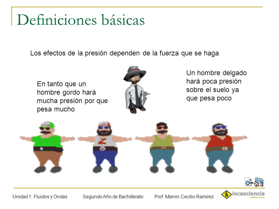 Definiciones básicas Los efectos de la presión dependen de la fuerza que se haga.
