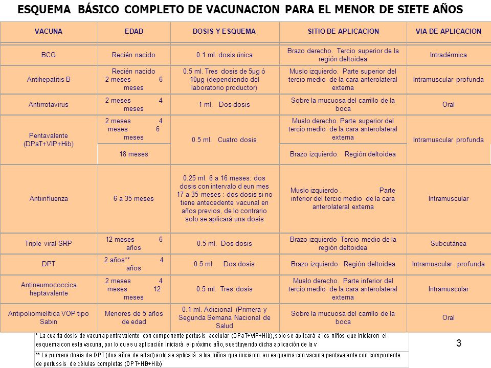 ESQUEMA BÁSICO COMPLETO DE VACUNACION PARA EL MENOR DE SIETE AÑOS