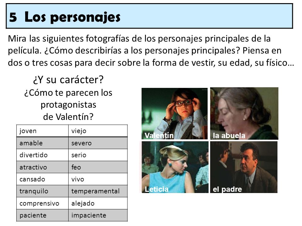 ¿Y su carácter ¿Cómo te parecen los protagonistas de Valentín