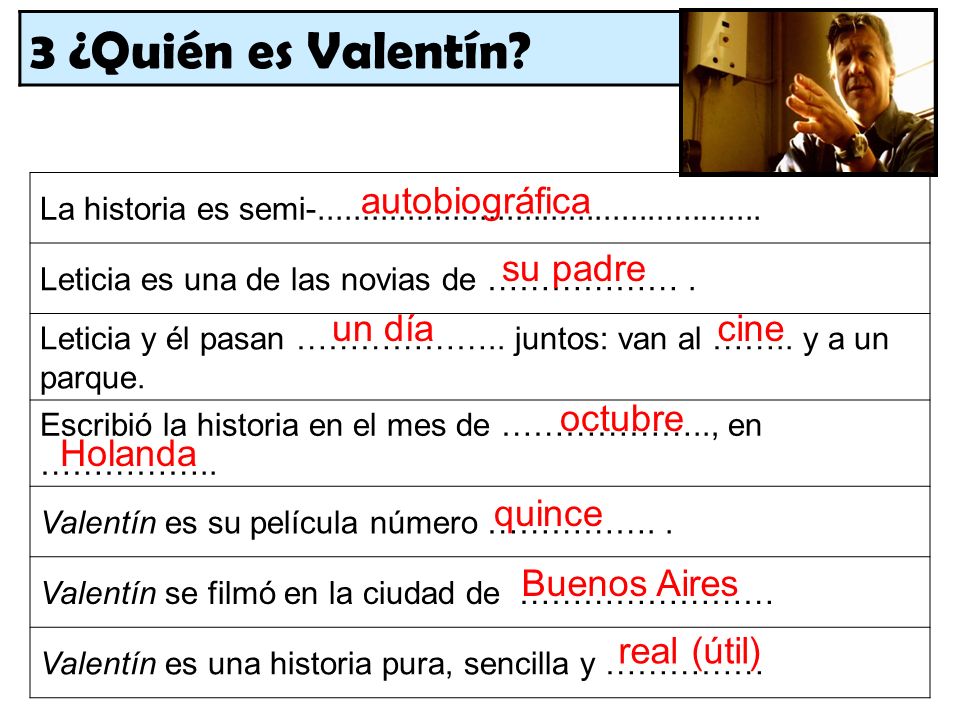 3 ¿Quién es Valentín autobiográfica su padre un día cine octubre