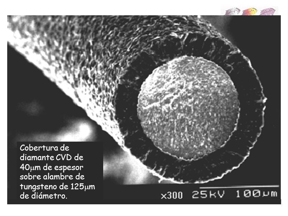 Cobertura de diamante CVD de 40mm de espesor sobre alambre de tungsteno de 125mm de diámetro.