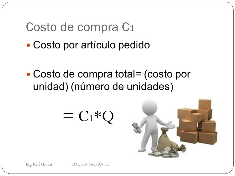 = C1*Q Costo de compra C1 Costo por artículo pedido