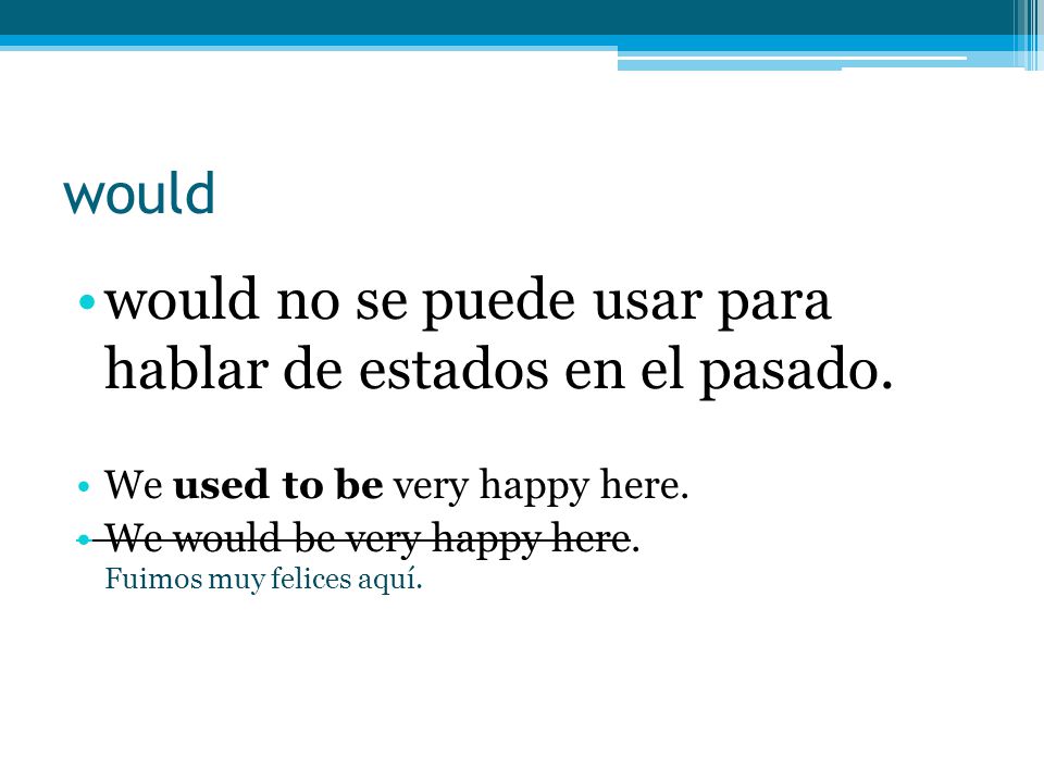 would no se puede usar para hablar de estados en el pasado.
