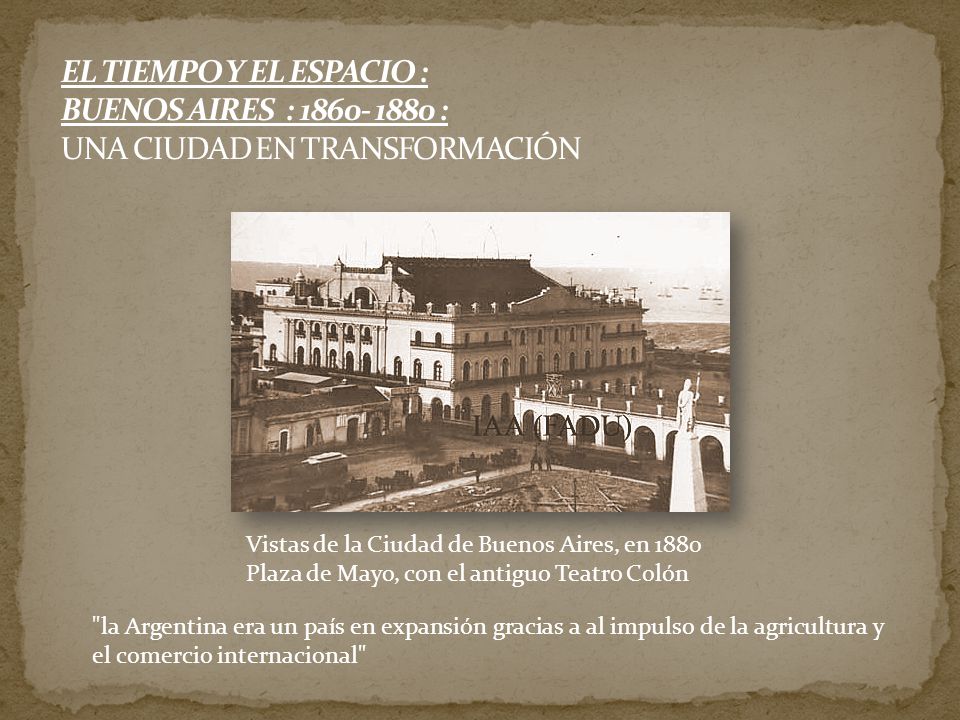 EL TIEMPO Y EL ESPACIO : BUENOS AIRES : : UNA CIUDAD EN TRANSFORMACIÓN