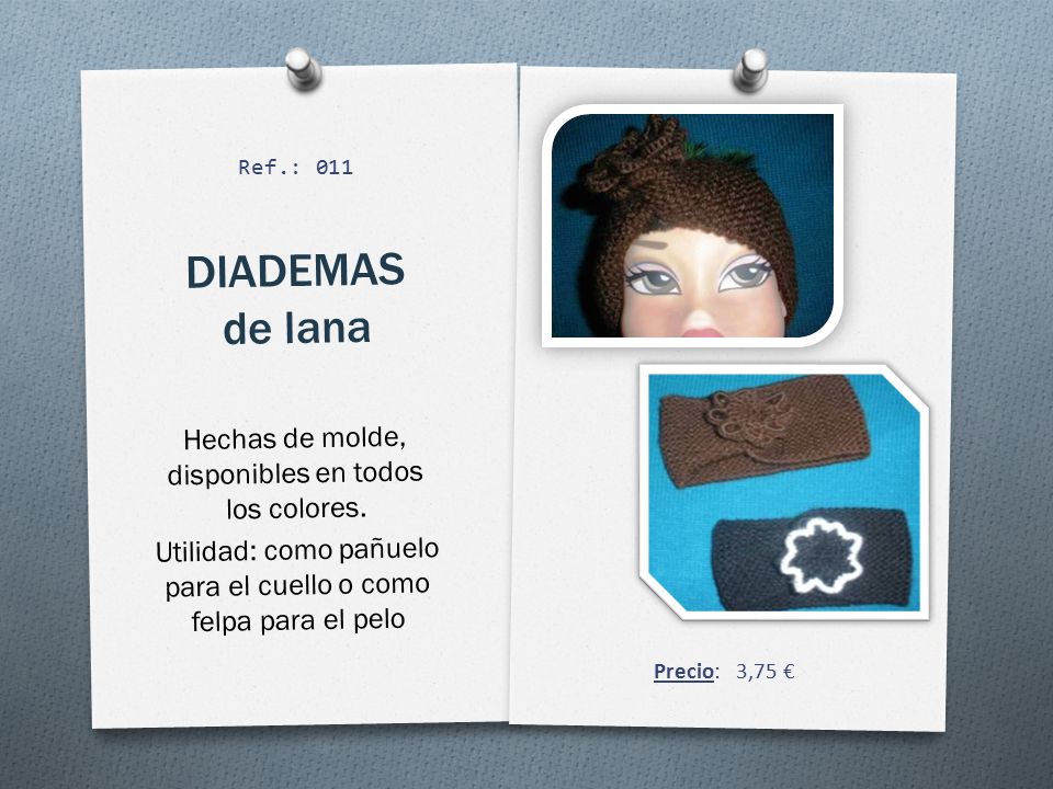 DIADEMAS de lana Hechas de molde, disponibles en todos los colores.