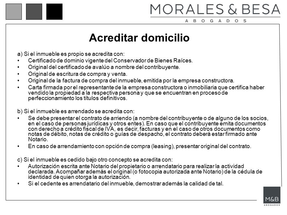 Acreditar domicilio a) Si el inmueble es propio se acredita con: