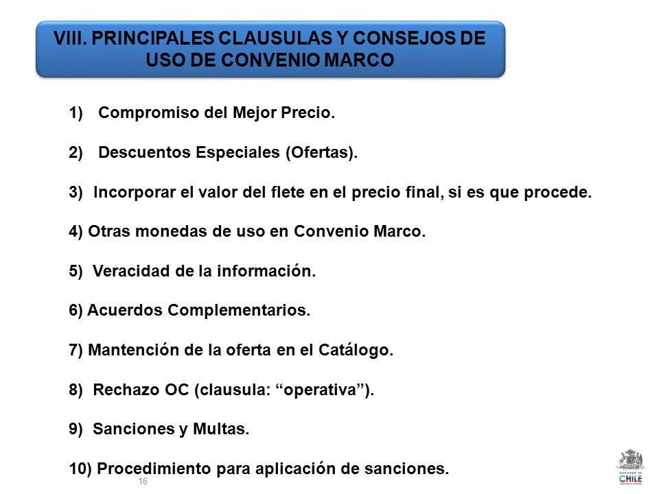 VIII. PRINCIPALES CLAUSULAS Y CONSEJOS DE USO DE CONVENIO MARCO