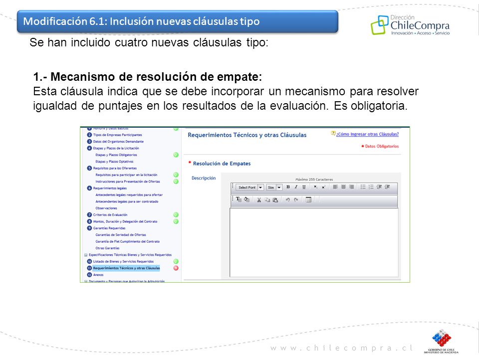 Modificación 6.1: Inclusión nuevas cláusulas tipo