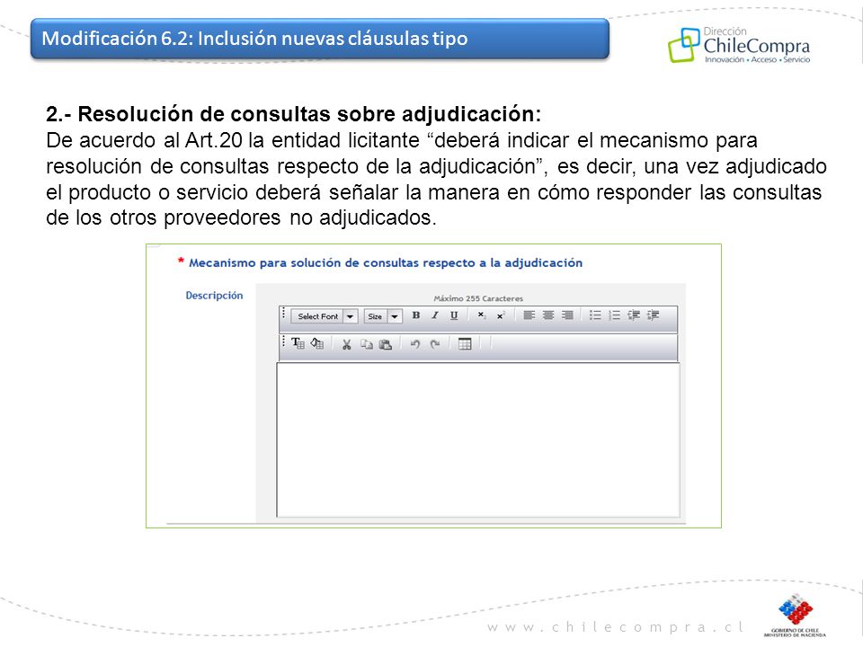 Modificación 6.2: Inclusión nuevas cláusulas tipo