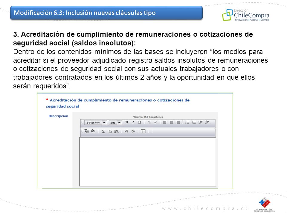 Modificación 6.3: Inclusión nuevas cláusulas tipo