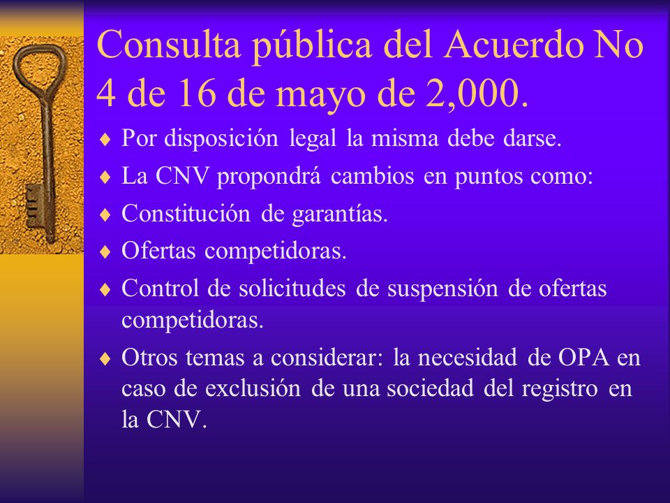 Consulta pública del Acuerdo No 4 de 16 de mayo de 2,000.