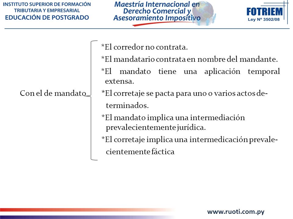El corredor no contrata. El mandatario contrata en nombre del mandante