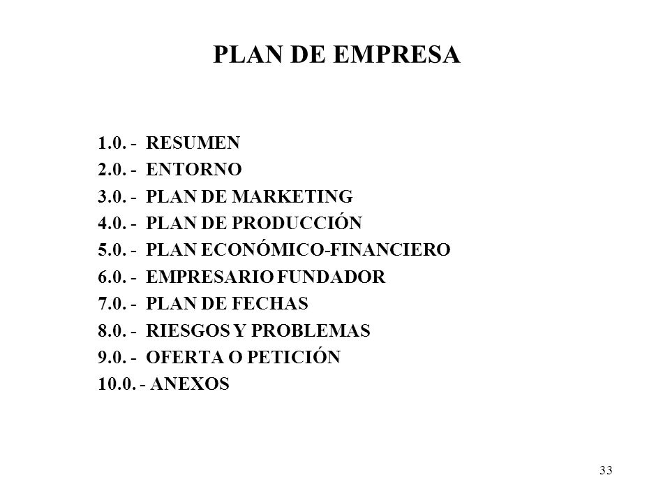 PLAN DE EMPRESA RESUMEN ENTORNO PLAN DE MARKETING