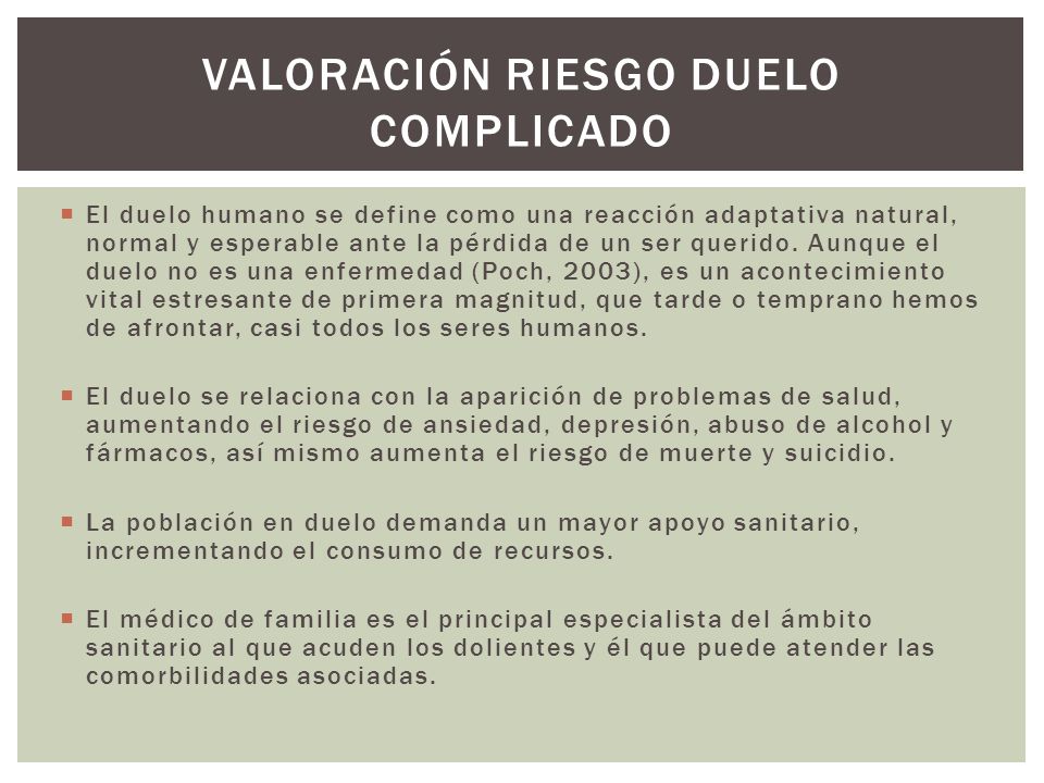 Valoración riesgo duelo complicado