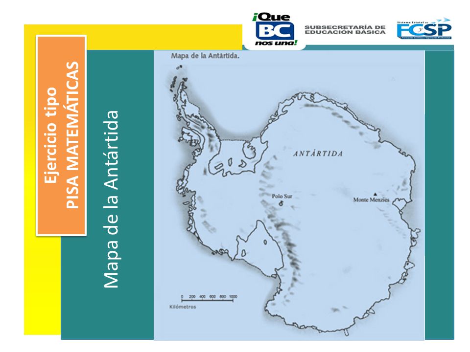 Mapa de la Antártida PISA MATEMÁTICAS Ejercicio tipo