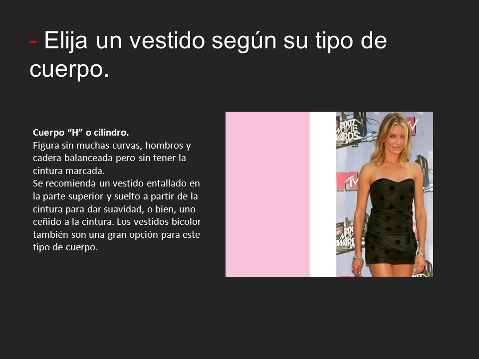 - Elija un vestido según su tipo de cuerpo.