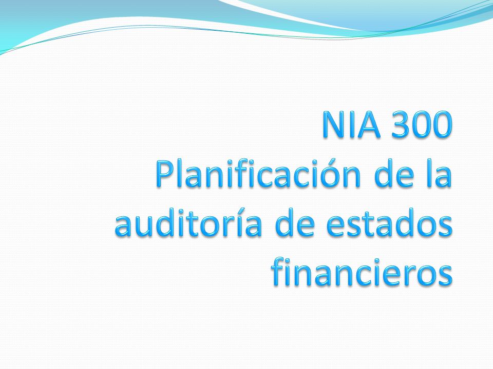 NIA 300 Planificación de la auditoría de estados financieros