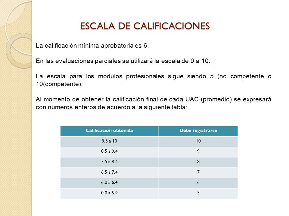 ESCALA DE CALIFICACIONES