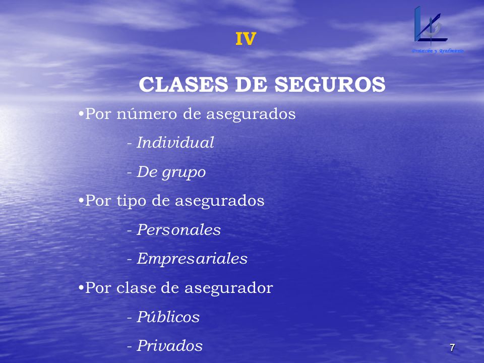 CLASES DE SEGUROS IV Por número de asegurados - Individual - De grupo