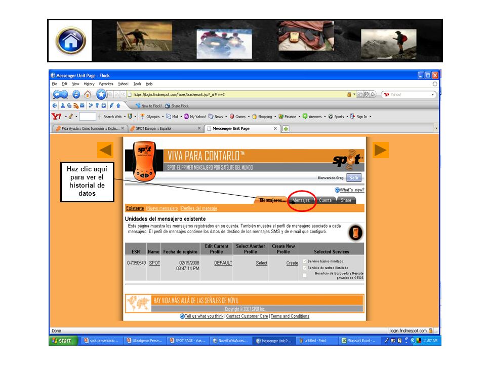 Haz clic aquí para ver el historial de datos