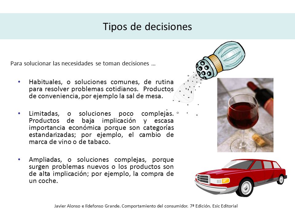 Tipos de decisiones Para solucionar las necesidades se toman decisiones …