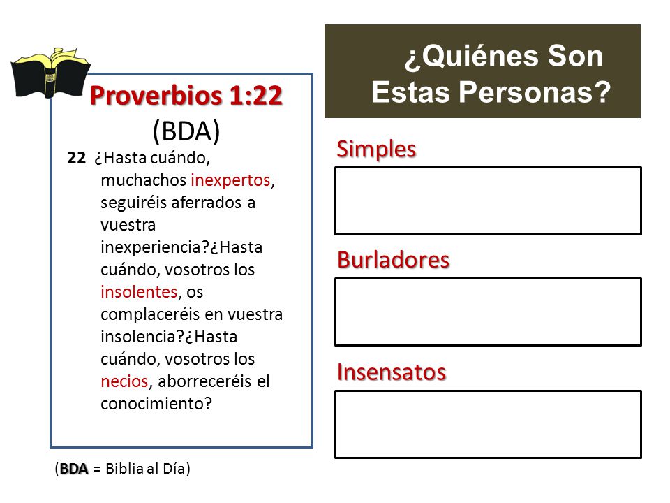 ¿Quiénes Son Estas Personas Proverbios 1:22 (BDA) Simples Burladores