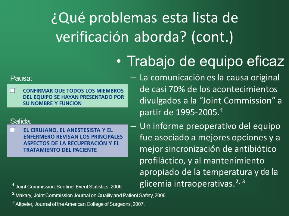 ¿Qué problemas esta lista de verificación aborda (cont.)