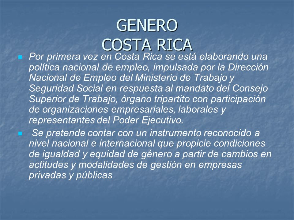 GENERO COSTA RICA