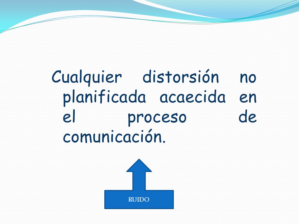 Cualquier distorsión no planificada acaecida en el proceso de comunicación.