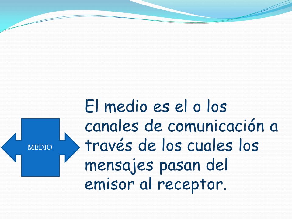 El medio es el o los canales de comunicación a través de los cuales los mensajes pasan del emisor al receptor.