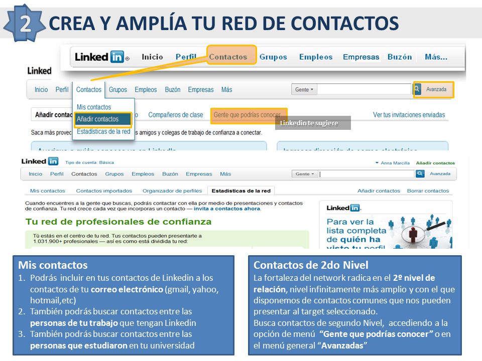 2 CREA Y AMPLÍA TU RED DE CONTACTOS Mis contactos