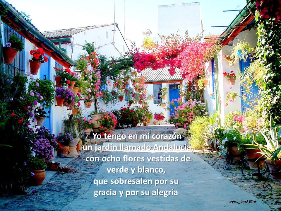 Yo tengo en mi corazón un jardín llamado Andalucía, con ocho flores vestidas de