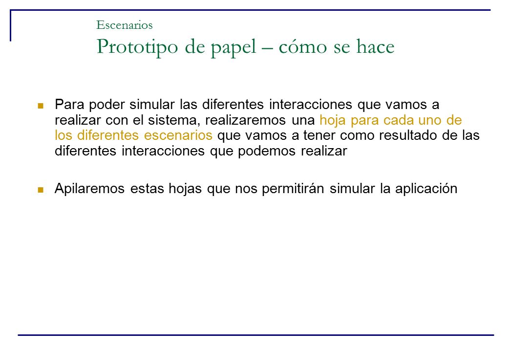 Escenarios Prototipo de papel – cómo se hace