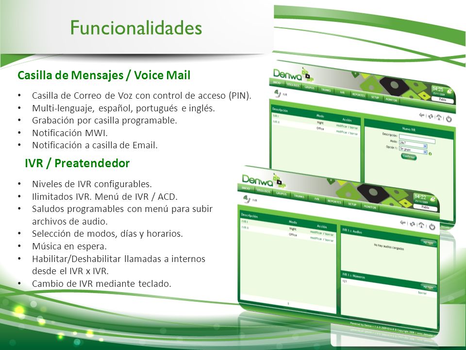 Funcionalidades Casilla de Mensajes / Voice Mail IVR / Preatendedor