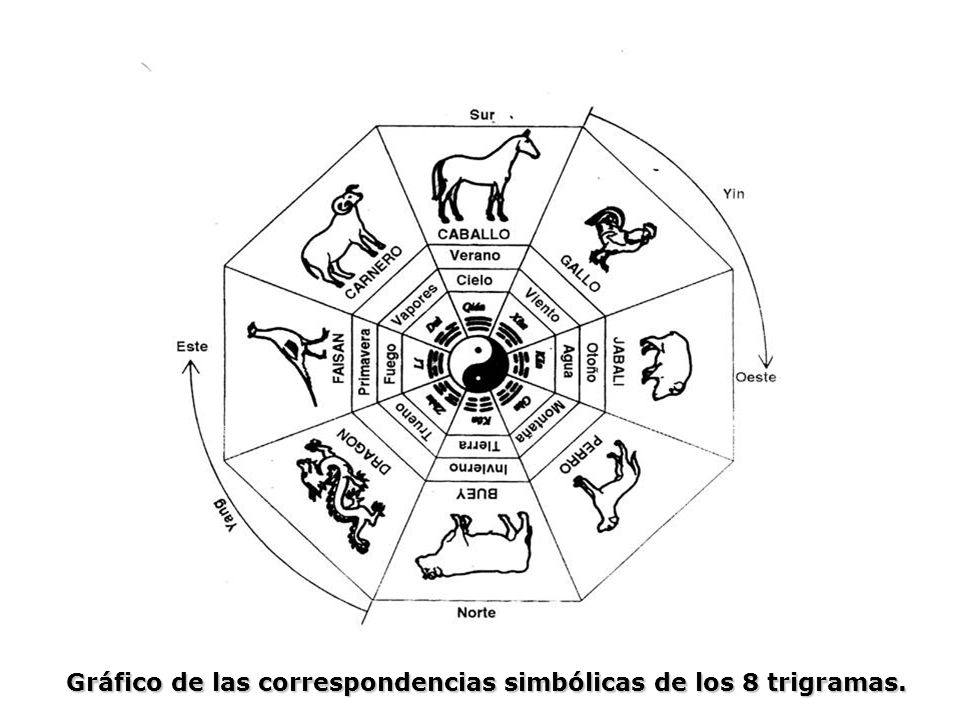 Gráfico de las correspondencias simbólicas de los 8 trigramas.