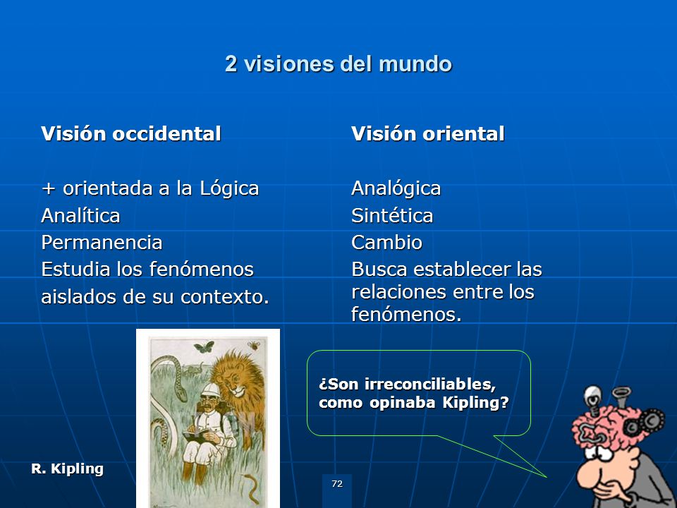 2 visiones del mundo Visión occidental + orientada a la Lógica