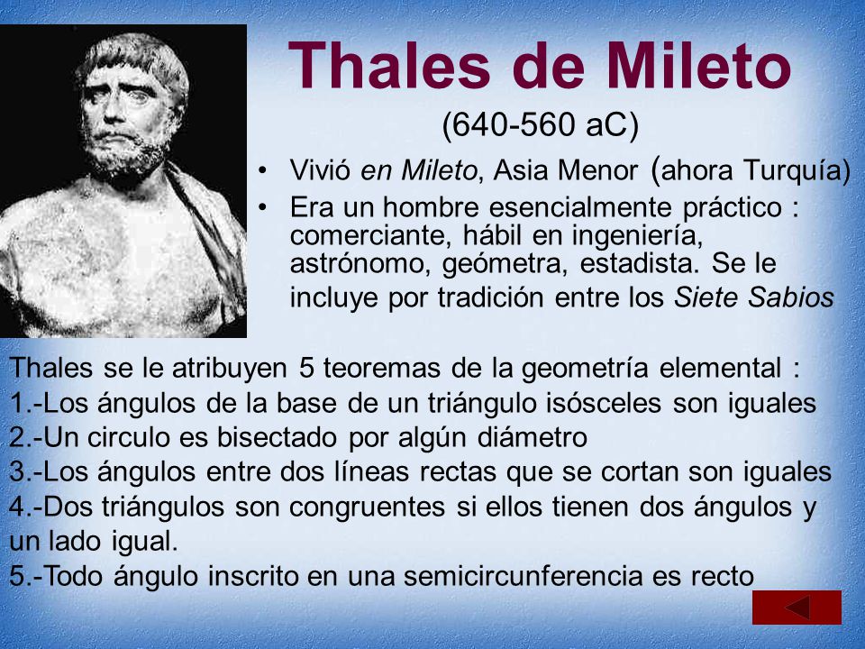 Thales de Mileto ( aC) Vivió en Mileto, Asia Menor (ahora Turquía)
