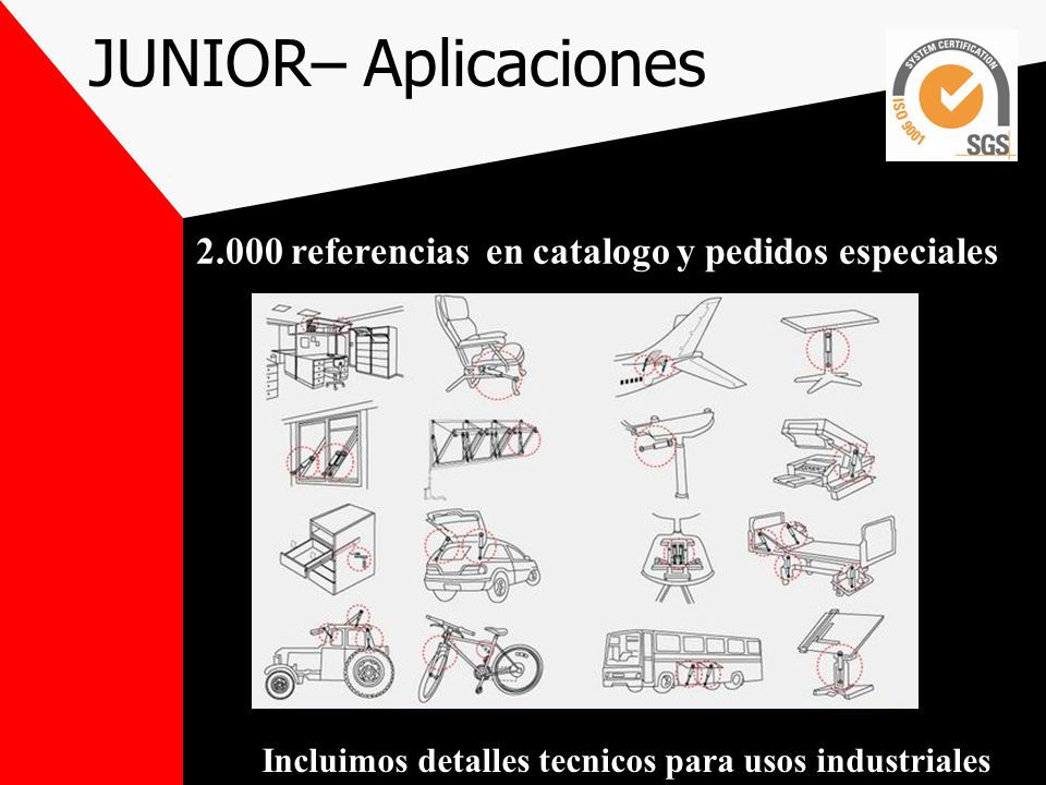 JUNIOR– Aplicaciones referencias en catalogo y pedidos especiales.