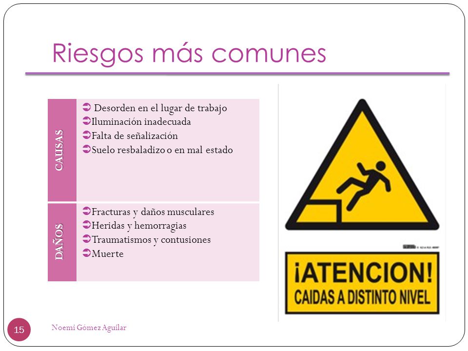 Riesgos más comunes Desorden en el lugar de trabajo